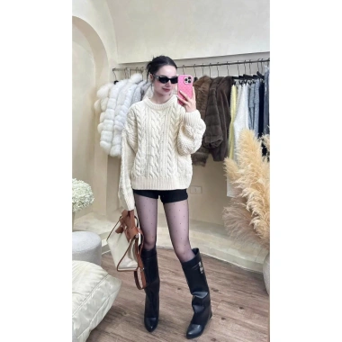 Áo len đỏ dài tay nữ cao cấp, phối màu dễ thương cho Giáng sinh Noel Tết – Giá ưu đãi 209.000₫