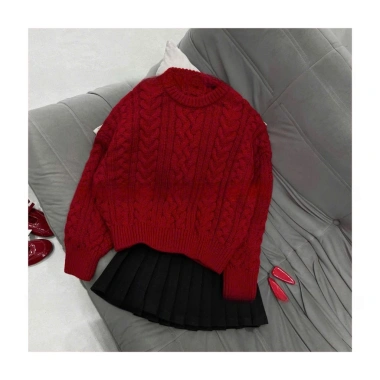 Áo len đỏ dài tay nữ cao cấp, phối màu dễ thương cho Giáng sinh Noel Tết – Giá ưu đãi 209.000₫
