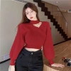 Áo len đỏ dài tay, tay phồng cổ choker cá tính, phối màu giáng sinh Noel Tết G-18 - 129k 6