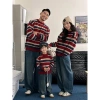 Áo len kẻ sọc đỏ đôi couple, đồ gia đình Set Quảng Châu mới nhất, giảm giá 320k
