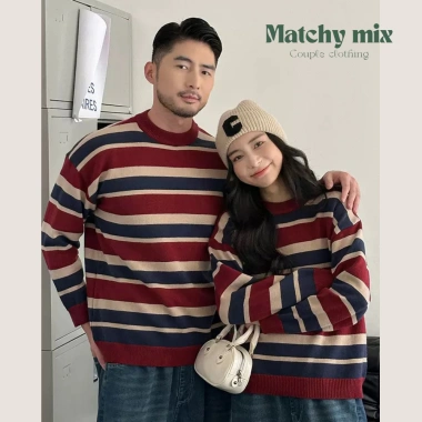 Áo len kẻ sọc đỏ đôi couple, đồ gia đình Set Quảng Châu mới nhất, giảm giá 320k