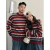 Áo len kẻ sọc đỏ đôi couple, đồ gia đình Set Quảng Châu mới nhất, giảm giá 320k 3