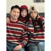 Áo len kẻ sọc đỏ đôi couple, đồ gia đình Set Quảng Châu mới nhất, giảm giá 320k 5