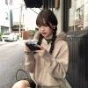 Áo Len Nữ Mũ Lông Dáng Rộng Dệt Kim Dày Ấm Hàn Quốc – Chali L06 Đi Làm Đà Lạt Tết Thu Đông 4