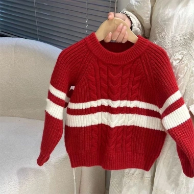 Áo len trẻ em Tết 2.025 - Cardigan dày trắng rộng rãi, kiểu phương Tây, giảm còn 290k