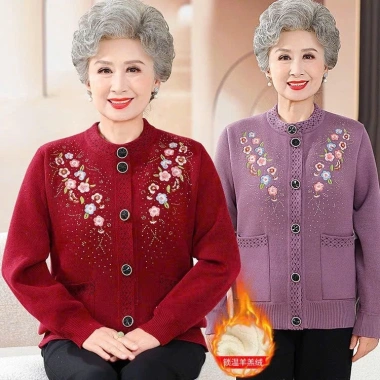 Áo Len Trung Niên Cổ Trụ Thêu Hoa, Lót Nỉ ấm PL28, Len cao cấp - Giá 375k 2 Áo Len Trung Niên Cổ Trụ Thêu Hoa, Lót Nỉ ấm PL28, Len cao cấp - Giá 375k 2