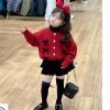 Áo len vặn thừng đính nơ + chân váy nhung 2 tầng lót trong size 2-12Y Jumy Kids giá 169k 9