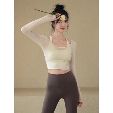 Áo Lót Thể Thao Nữ Dài Tay Mút Lưới Cổ Thuyền Hoả Tốc Sẵn Gym Yoga Pilates 248k 7