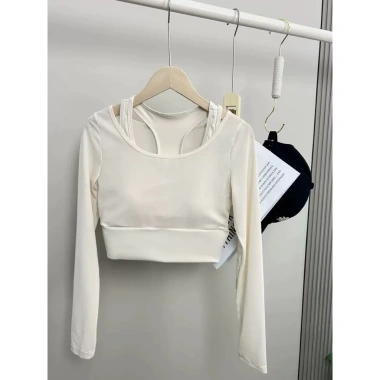 Áo Lót Thể Thao Nữ Dài Tay Mút Lưới Cổ Thuyền Hoả Tốc Sẵn Gym Yoga Pilates 248k 10