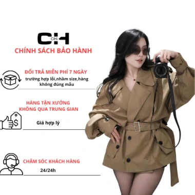 Áo mangto ngắn 3 màu nâu đen đỏ - dáng thắt eo sang trọng, cá tính, giảm còn 480.000₫