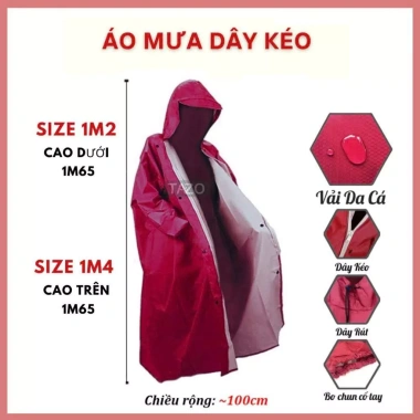 Áo Mưa 1 Người Tazo - Khóa Kéo Bít, Vải Dù Da Cá, Dây Kéo Trước, Giá 93.000đ 7