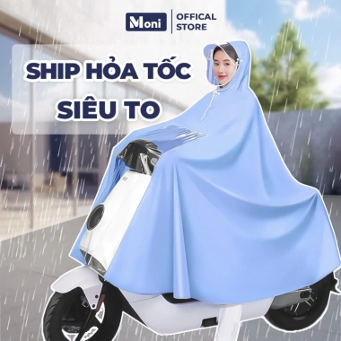 Áo mưa 2 đầu 1 đầu Moni trong suốt cao cấp, nam nữ, dùng cho xe máy & xe điện, 124k