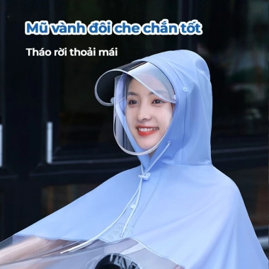 Áo mưa 2 đầu 1 đầu Moni trong suốt cao cấp, nam nữ, dùng cho xe máy & xe điện, 124k