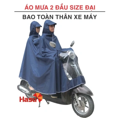 Áo mưa 2 đầu cánh dơi Hasu size 5XL - Bao toàn thân xe máy, rộng, giá 82.000đ