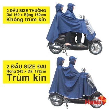 Áo mưa 2 đầu cánh dơi Hasu size 5XL - Bao toàn thân xe máy, rộng, giá 82.000đ