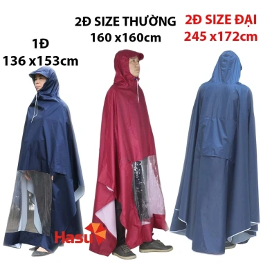 Áo mưa 2 đầu cánh dơi Hasu size 5XL - Bao toàn thân xe máy, rộng, giá 82.000đ