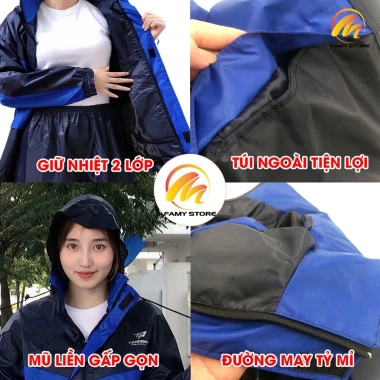 Áo Mưa 2 Lớp Siêu Chống Thấm Cho Nam Nữ, Bộ Người Lớn, Mũ Gấp Gọn & Phản Quang - Giá 234.220₫ 5 Áo Mưa 2 Lớp Siêu Chống Thấm Cho Nam Nữ, Bộ Người Lớn, Mũ Gấp Gọn & Phản Quang - Giá 234.220₫ 5