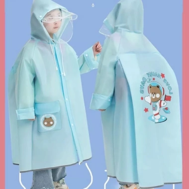 Áo mưa bé có kính chắn, che balo, EVA nhẹ, họa tiết hoạt hình cute - Giá 179.000₫ 2