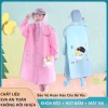 Áo Mưa Bé Khóa Kéo EVA Mềm Mại, Có Mặt Nạ, Túi, Phản Quang, Gấp Gọn Dễ Mang