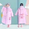 Áo Mưa Bé Khóa Kéo EVA Mềm Mại, Có Mặt Nạ, Túi, Phản Quang, Gấp Gọn Dễ Mang 6