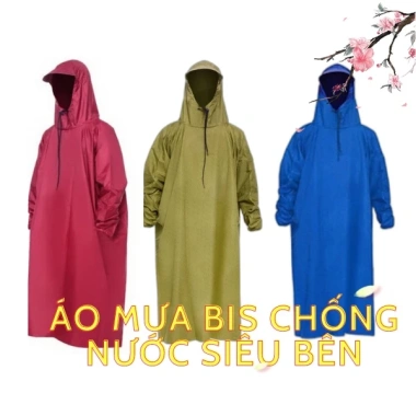 Áo mưa Bis 1m4 vải dù không thâm nước, không xẻ tà 2 bên, siêu bền đẹp 79.695 VND