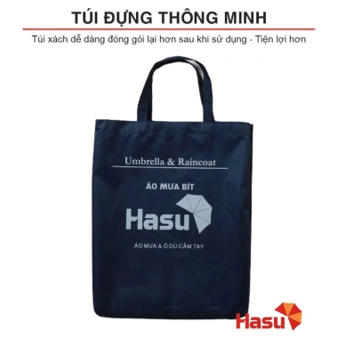 Áo mưa bít Hasu người lớn & trẻ em, size 110‑160cm, vải dù tổ ong, chống thấm, 55.000₫