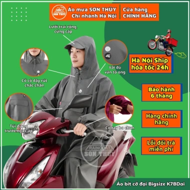 Áo mưa bít kín Bigsize Sơn Thủy - Cỡ đại cho người trên 1m7, mã K7B, giá 246k