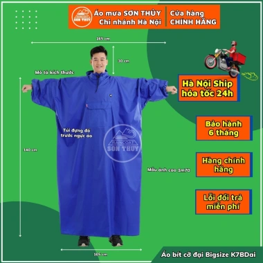 Áo mưa bít kín Bigsize Sơn Thủy - Cỡ đại cho người trên 1m7, mã K7B, giá 246k 3 Áo mưa bít kín Bigsize Sơn Thủy - Cỡ đại cho người trên 1m7, mã K7B, giá 246k 3