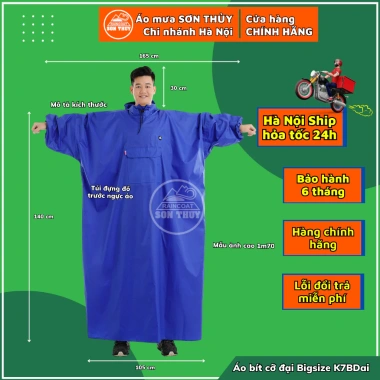 Áo mưa bít kín Bigsize Sơn Thủy - Cỡ đại cho người trên 1m7, mã K7B, giá 246k 9 Áo mưa bít kín Bigsize Sơn Thủy - Cỡ đại cho người trên 1m7, mã K7B, giá 246k 9