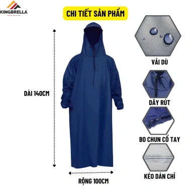 Áo Mưa Bít Kingbrella 1m4 Vải Dù Dày Cao Cấp – Trùm Balô, Chống Thấm Văng, Mặc Nhanh Tiện 2 Áo Mưa Bít Kingbrella 1m4 Vải Dù Dày Cao Cấp – Trùm Balô, Chống Thấm Văng, Mặc Nhanh Tiện 2
