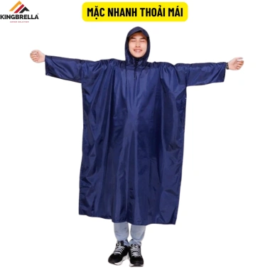 Áo Mưa Bít Kingbrella 1m4 Vải Dù Dày Cao Cấp – Trùm Balô, Chống Thấm Văng, Mặc Nhanh Tiện