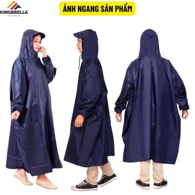 Áo Mưa Bít Kingbrella 1m4 Vải Dù Dày Cao Cấp – Trùm Balô, Chống Thấm Văng, Mặc Nhanh Tiện