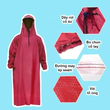 Áo mưa bít vải dù tổ ong toàn thân, che kín 1 người, nhẹ thoáng, giá 92.000 VND