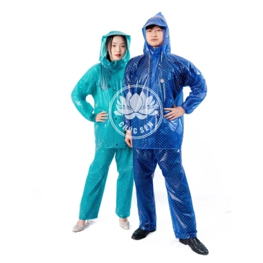 Áo mưa bộ Chúc Sen PVC dẻo cao cấp, không thấm nước, khóa kéo, phù hợp 40-70kg
