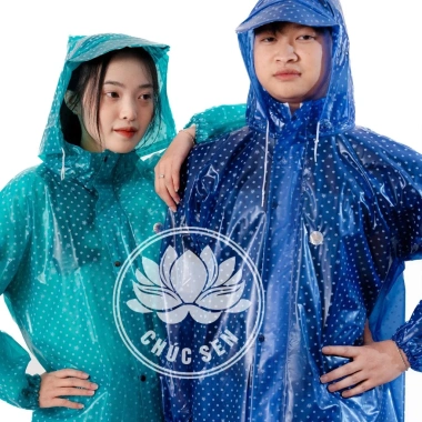 Áo mưa bộ Chúc Sen PVC dẻo cao cấp, không thấm nước, khóa kéo, phù hợp 40-70kg