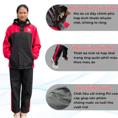 Áo mưa bộ nam nữ HV01 cao cấp 2 lớp chống thấm, giữ ấm mùa đông, mũ tháo rời