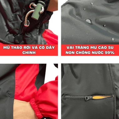 Áo mưa bộ nam nữ HV01 cao cấp 2 lớp chống thấm, giữ ấm mùa đông, mũ tháo rời