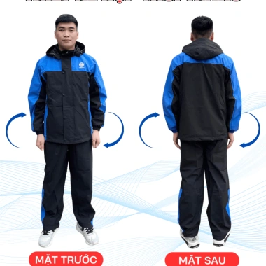Áo mưa bộ nam nữ HV01 cao cấp 2 lớp chống thấm, giữ ấm mùa đông, mũ tháo rời
