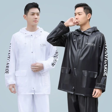 Áo mưa bộ người lớn toàn thân nam nữ, dài áo khoác, quần dài, mũ, che mưa, kéo nút - 195k