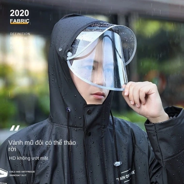 Áo mưa bộ người lớn toàn thân nam nữ, dài áo khoác, quần dài, mũ, che mưa, kéo nút - 195k