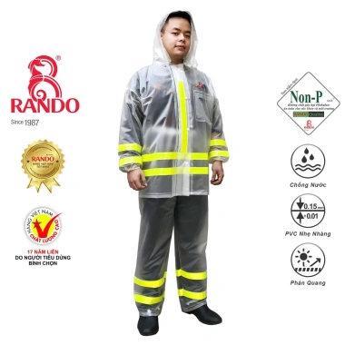 Áo Mưa Bộ RANDO Nhựa Trong Nhẹ Không Thấm Nước Dành Cho Phượt Xe Đạp Giá 193.000