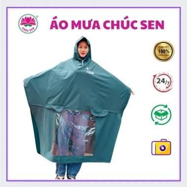 Áo mưa cánh dơi CHÚC SEN 1 người cho nam nữ, loại lớn trùm xe máy F6 nhựa PVC cao cấp dày dặn - chỉ 90.000₫