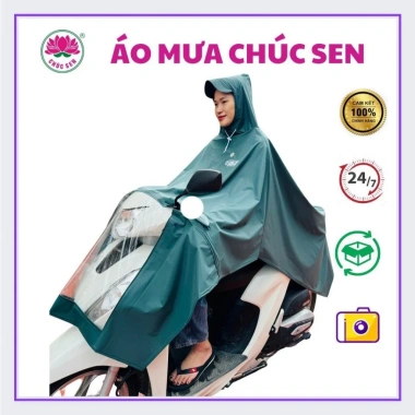 Áo mưa cánh dơi CHÚC SEN 1 người cho nam nữ, loại lớn trùm xe máy F6 nhựa PVC cao cấp dày dặn - chỉ 90.000₫