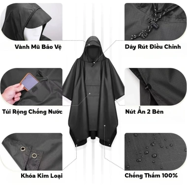 Áo Mưa Cánh Dơi Oxford Chống Thấm Toàn Thân Choàng Xe Máy Tiện Lợi 115k