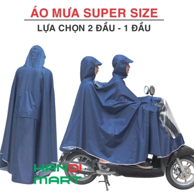 Áo mưa cánh dơi Super Size 2 đầu-1 đầu, 2 người 1 người 5XL, vải dù bền Hasu - 82.000₫