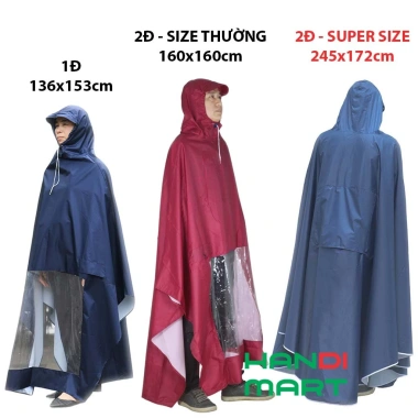 Áo mưa cánh dơi Super Size 2 đầu-1 đầu, 2 người 1 người 5XL, vải dù bền Hasu - 82.000₫