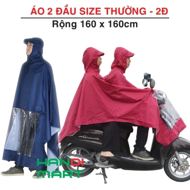 Áo mưa cánh dơi Super Size 2 đầu-1 đầu, 2 người 1 người 5XL, vải dù bền Hasu - 82.000₫