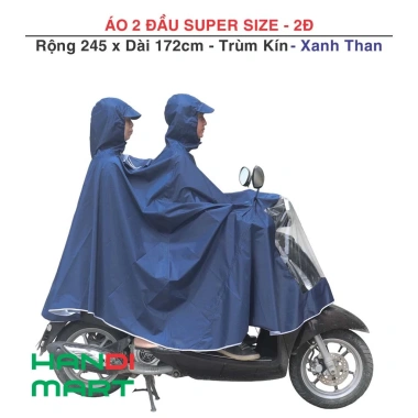 Áo mưa cánh dơi Super Size 2 đầu-1 đầu, 2 người 1 người 5XL, vải dù bền Hasu - 82.000₫