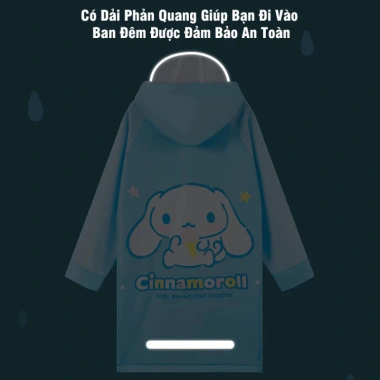 Áo Mưa Cao Cấp 3D Kuromi Melody Kitty Cún Trắng Kiểu Rộng Đeo Balo EVA Cho Bé 7