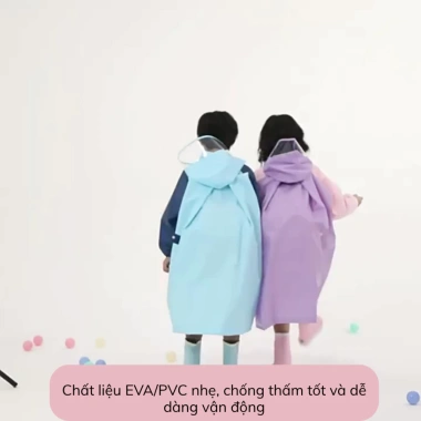 Áo mưa cao cấp cho bé 2-13 tuổi, khóa kéo, tấm chắn, ngăn đeo balo, vải mềm TaphoanhaGon – giảm giá 205.000đ 9